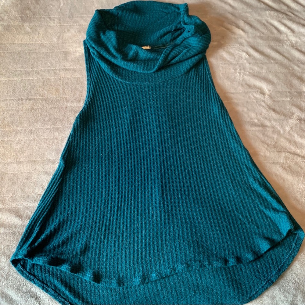 blue cow neck tank top